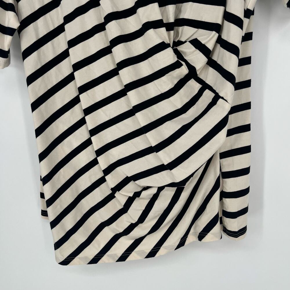 Chicos Touch Of Cool Stripe Draped Front Tee Short Sleeve Knit Black White Large - Picture 7 of 8